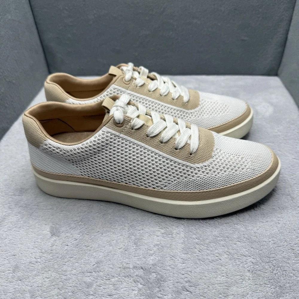 Vionic Galia Knit Sneakers Orthotic White Beige Womens 6.5 Comfort Walking Shoes